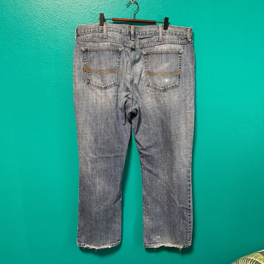 Ariat Low Rise Boot Cut Medium Wash Brown Accent Men's Jeans 40/30 - Picture 7 of 11